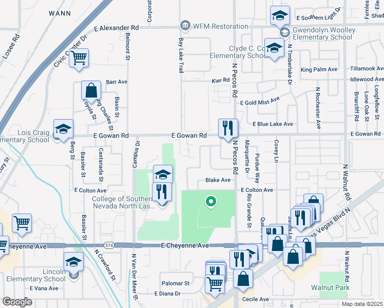 map of restaurants, bars, coffee shops, grocery stores, and more near 3508 Rio Robles Drive in North Las Vegas