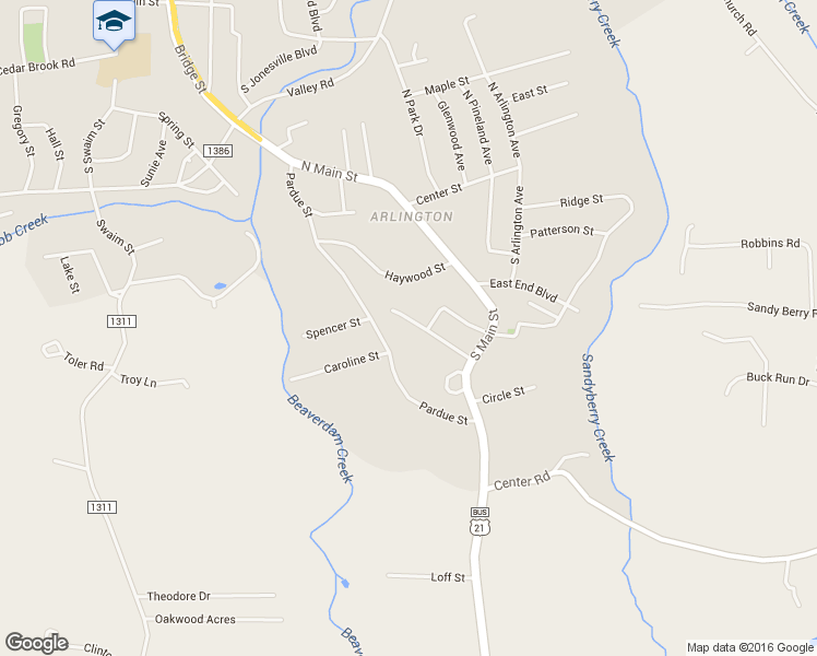 map of restaurants, bars, coffee shops, grocery stores, and more near 133 Bryant Street in Jonesville