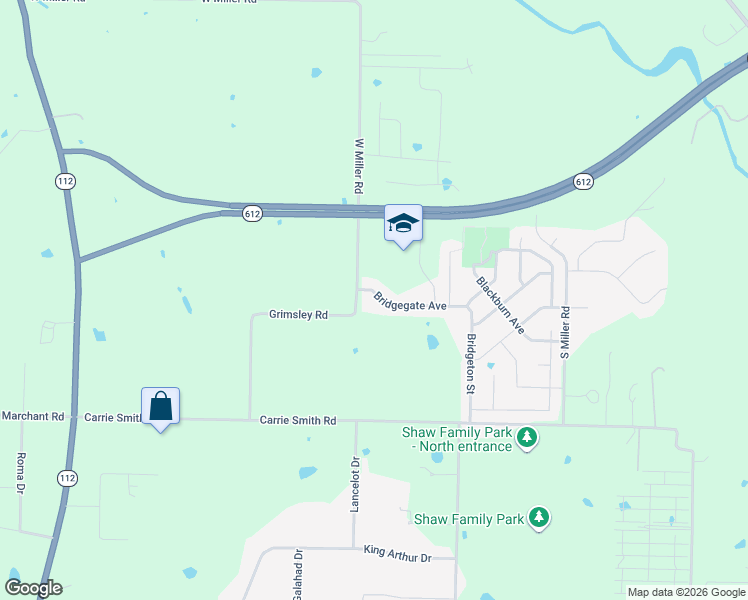 map of restaurants, bars, coffee shops, grocery stores, and more near 4205 Grimsley Road in Springdale