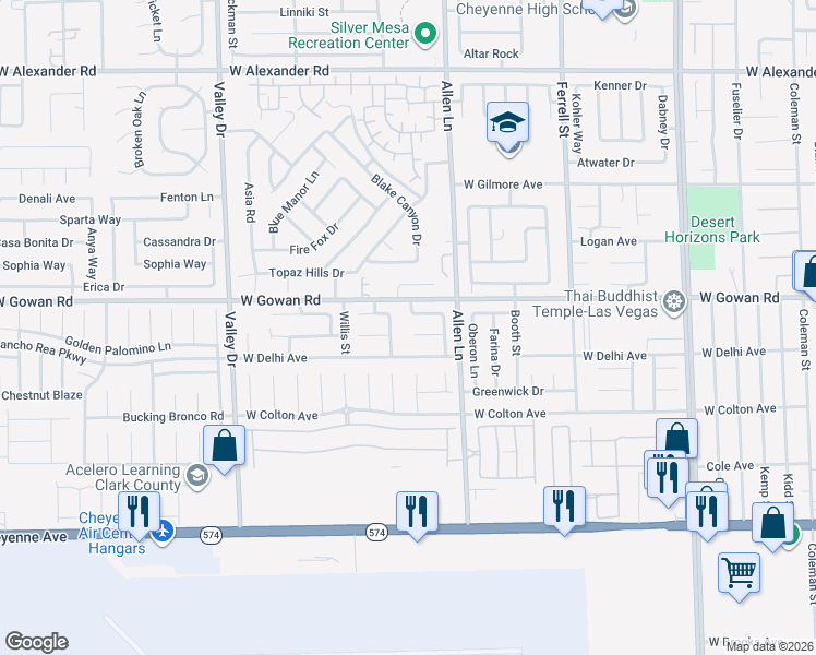 map of restaurants, bars, coffee shops, grocery stores, and more near 3743 Fountain Court in North Las Vegas
