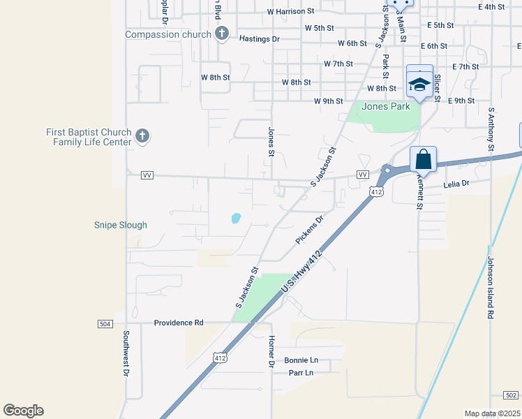 map of restaurants, bars, coffee shops, grocery stores, and more near 898 Teal Cove in Kennett