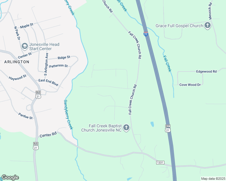 map of restaurants, bars, coffee shops, grocery stores, and more near 4533 Sandy Berry Road in Jonesville