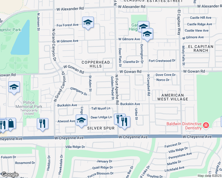 map of restaurants, bars, coffee shops, grocery stores, and more near 3424 Golden Pedal Street in Las Vegas