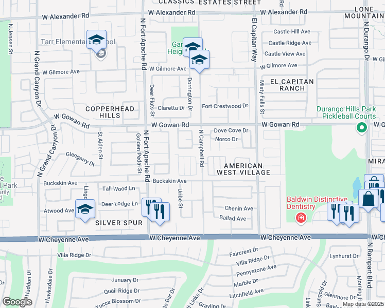 map of restaurants, bars, coffee shops, grocery stores, and more near 9028 Green Meadow Drive in Las Vegas