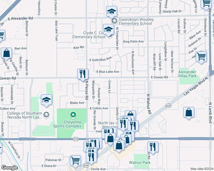 map of restaurants, bars, coffee shops, grocery stores, and more near 3636 Three Bars Court in Las Vegas