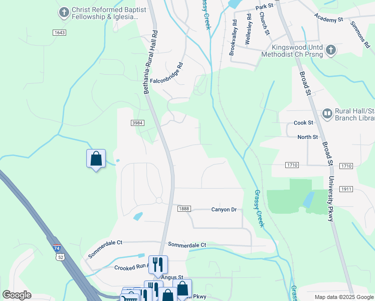 map of restaurants, bars, coffee shops, grocery stores, and more near 680 Perth Road in Rural Hall