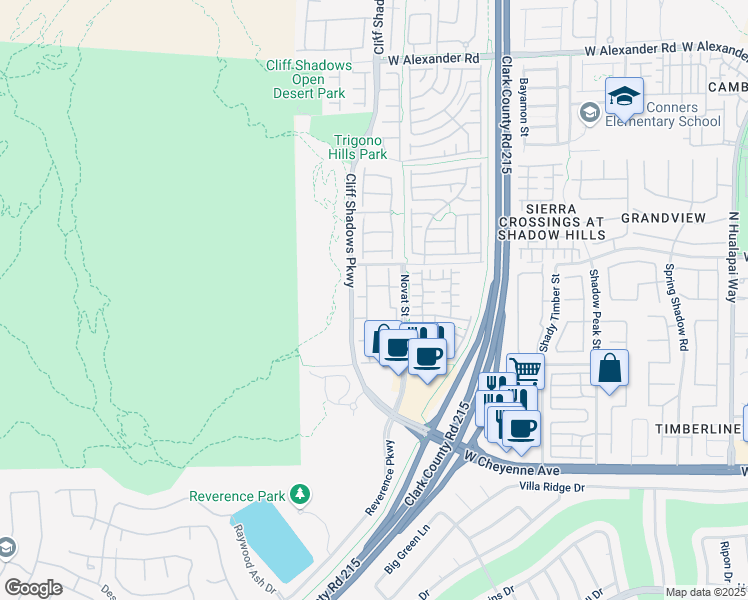 map of restaurants, bars, coffee shops, grocery stores, and more near 3480 Cactus Shadow Street in Las Vegas