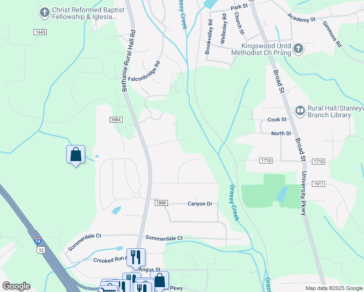 map of restaurants, bars, coffee shops, grocery stores, and more near 590 Perth Road in Rural Hall