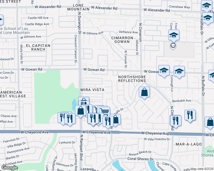 map of restaurants, bars, coffee shops, grocery stores, and more near 8312 Donatello Court in Las Vegas