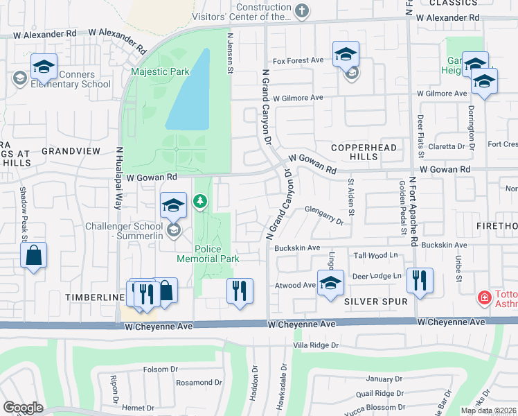 map of restaurants, bars, coffee shops, grocery stores, and more near 3417 Wexford Lane in Las Vegas