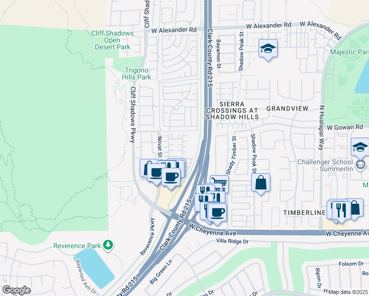 map of restaurants, bars, coffee shops, grocery stores, and more near 10517 Soneto Creek Court in Las Vegas