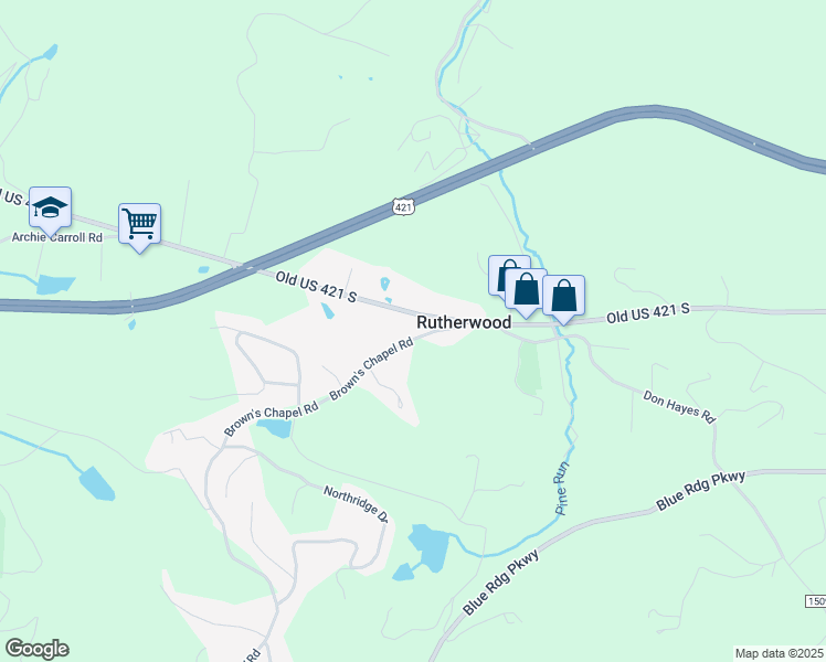 map of restaurants, bars, coffee shops, grocery stores, and more near Old US 421 in Boone