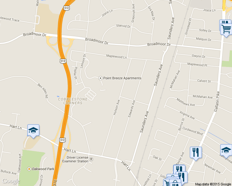 map of restaurants, bars, coffee shops, grocery stores, and more near 4018 Hutson Avenue in Nashville