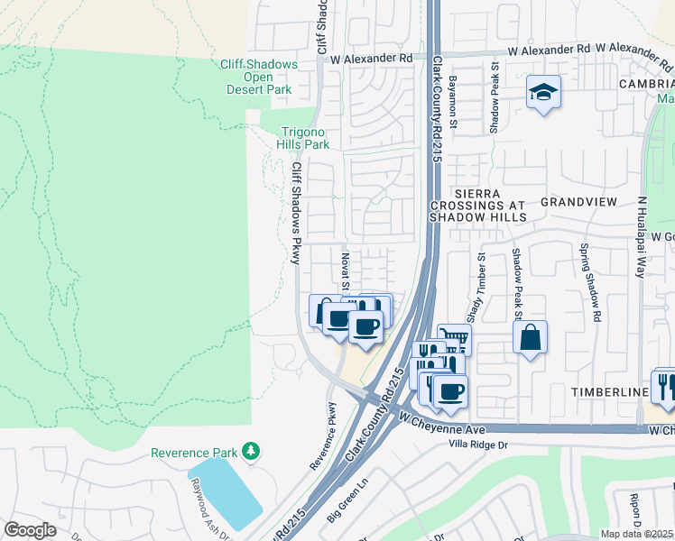map of restaurants, bars, coffee shops, grocery stores, and more near 3504 Desert Cliff Street in Las Vegas