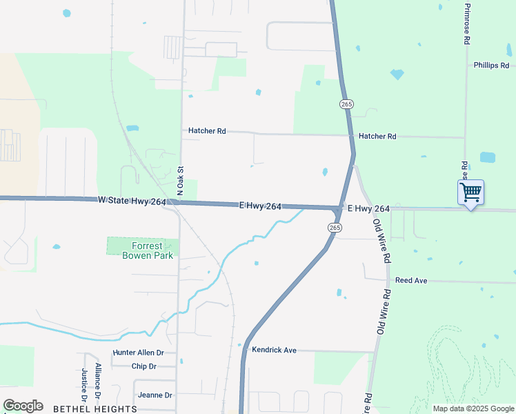 map of restaurants, bars, coffee shops, grocery stores, and more near 1030 Arkansas 264 in Bethel Heights