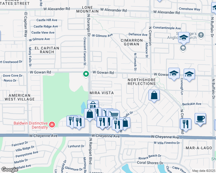 map of restaurants, bars, coffee shops, grocery stores, and more near 8425 Blazing Sun Avenue in Las Vegas