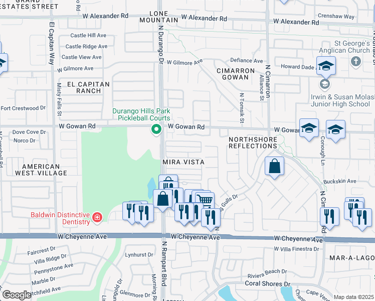 map of restaurants, bars, coffee shops, grocery stores, and more near 8428 Wandering Sun Avenue in Las Vegas