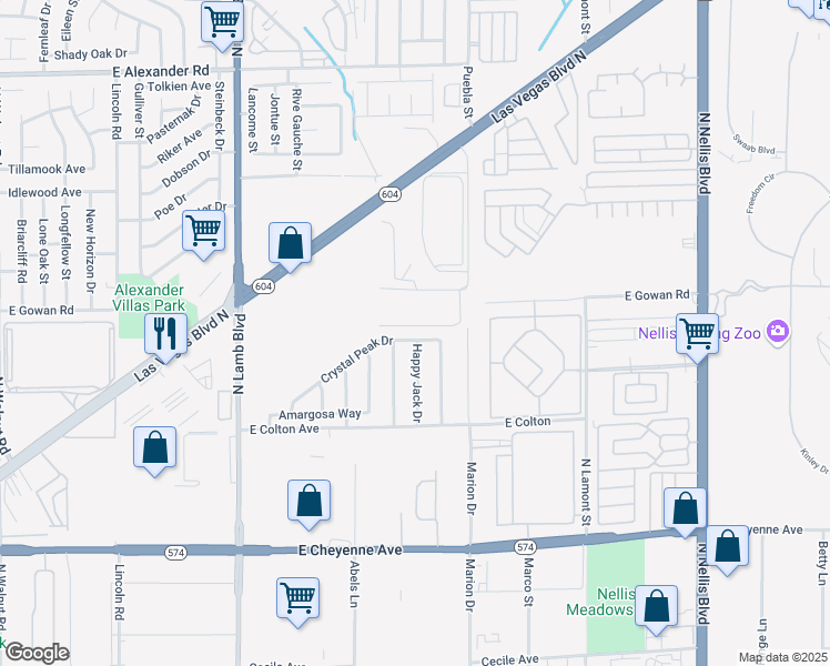 map of restaurants, bars, coffee shops, grocery stores, and more near 4618 Crystal Peak Drive in Las Vegas