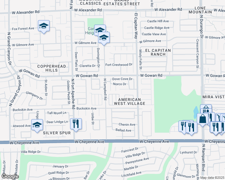 map of restaurants, bars, coffee shops, grocery stores, and more near 3539 Moreno Court in Las Vegas