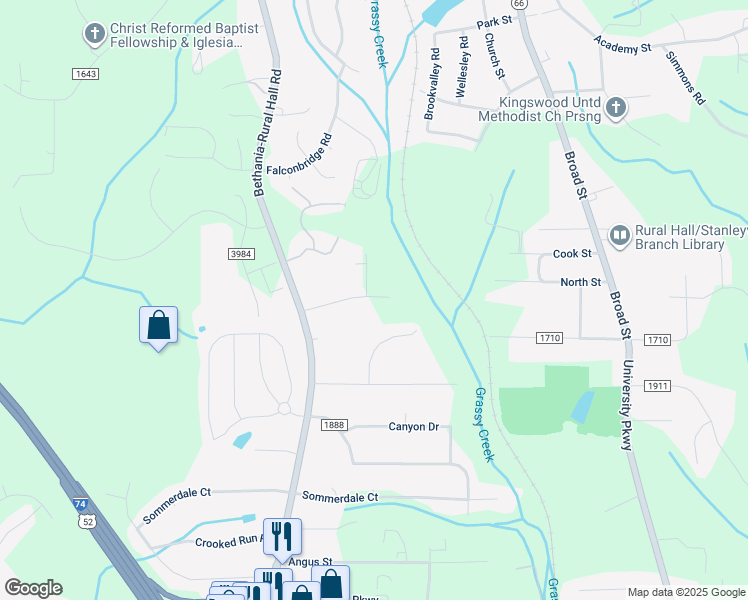 map of restaurants, bars, coffee shops, grocery stores, and more near 590 Perth Road in Rural Hall