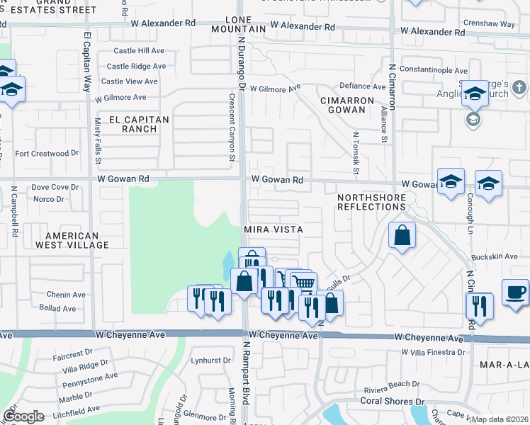 map of restaurants, bars, coffee shops, grocery stores, and more near 8465 Blazing Sun Avenue in Las Vegas
