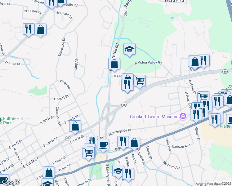 map of restaurants, bars, coffee shops, grocery stores, and more near 19 Chestnut Avenue in Morristown