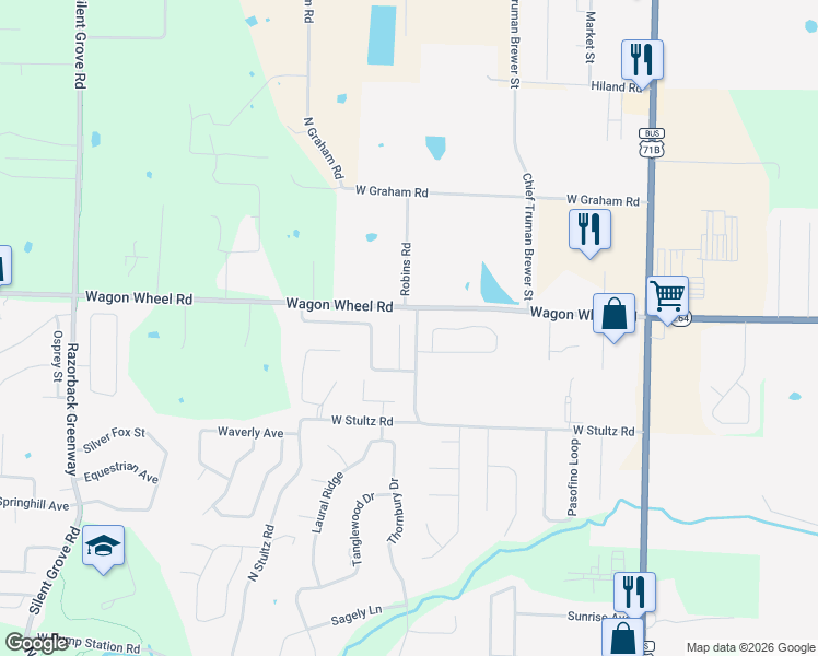 map of restaurants, bars, coffee shops, grocery stores, and more near 4488 Warwick Cove in Springdale