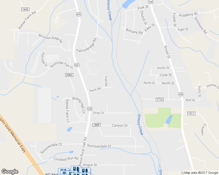 map of restaurants, bars, coffee shops, grocery stores, and more near 630 Perth Road in Rural Hall