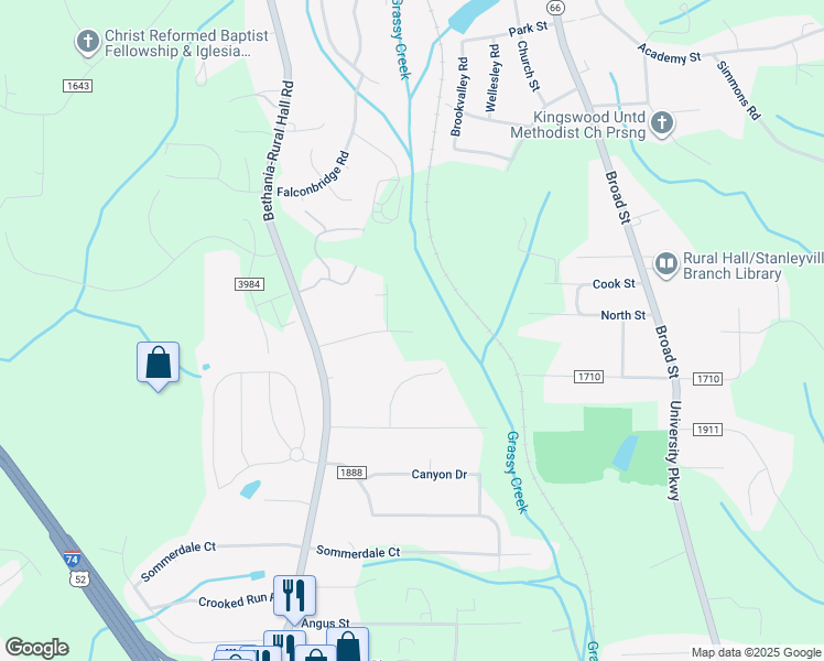 map of restaurants, bars, coffee shops, grocery stores, and more near 550 Perth Road in Rural Hall