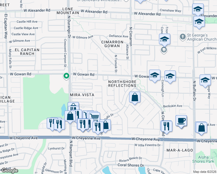 map of restaurants, bars, coffee shops, grocery stores, and more near 8220 Burgesshill Avenue in Las Vegas