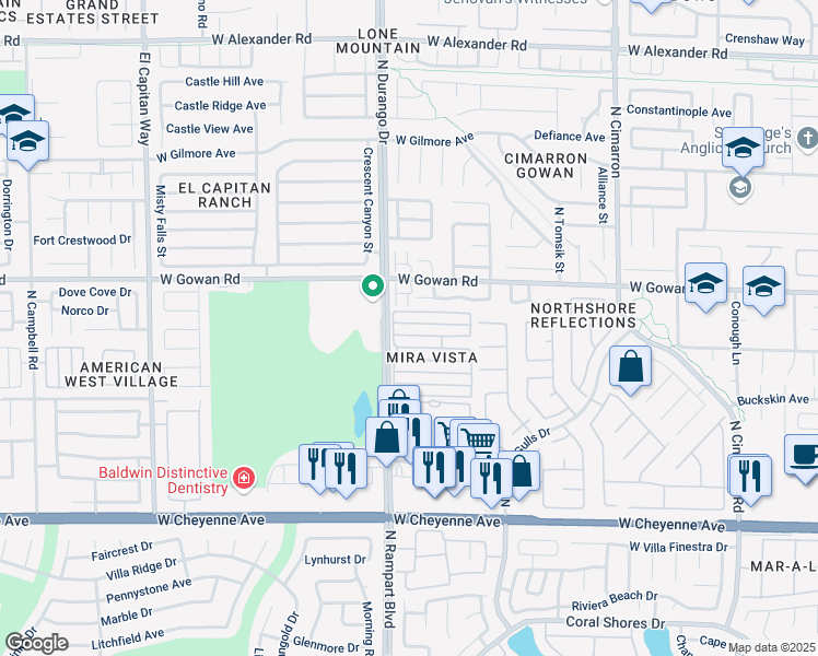 map of restaurants, bars, coffee shops, grocery stores, and more near 8465 Blazing Sun Avenue in Las Vegas