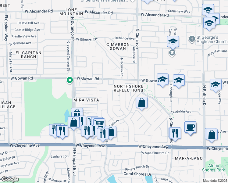 map of restaurants, bars, coffee shops, grocery stores, and more near 8220 Burgesshill Avenue in Las Vegas