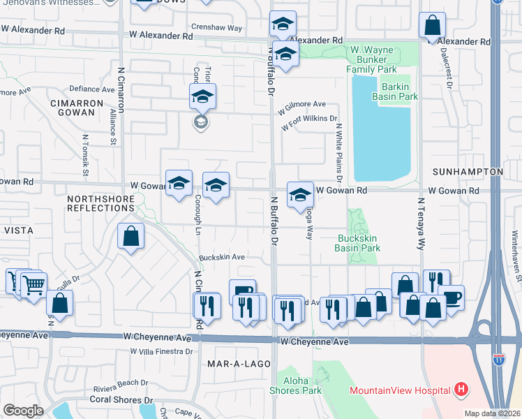 map of restaurants, bars, coffee shops, grocery stores, and more near 3557 Unique Way in Las Vegas