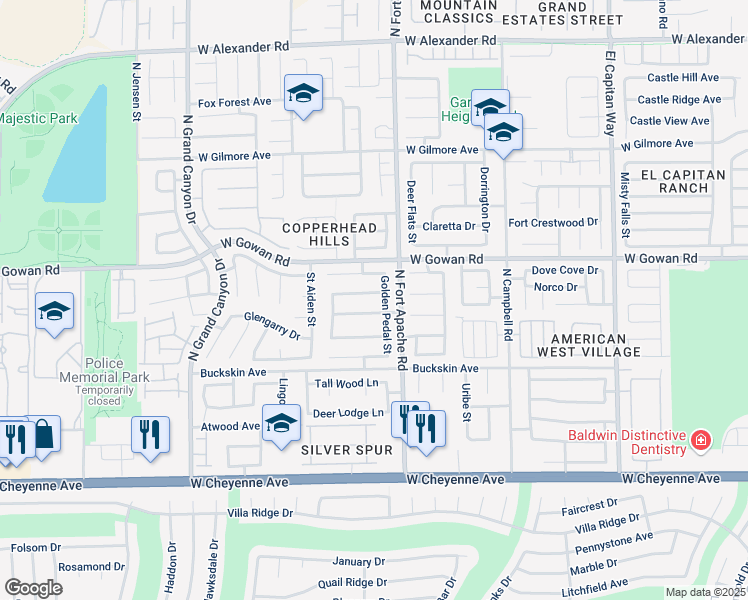map of restaurants, bars, coffee shops, grocery stores, and more near 9320 Dancing Daffodil Avenue in Las Vegas