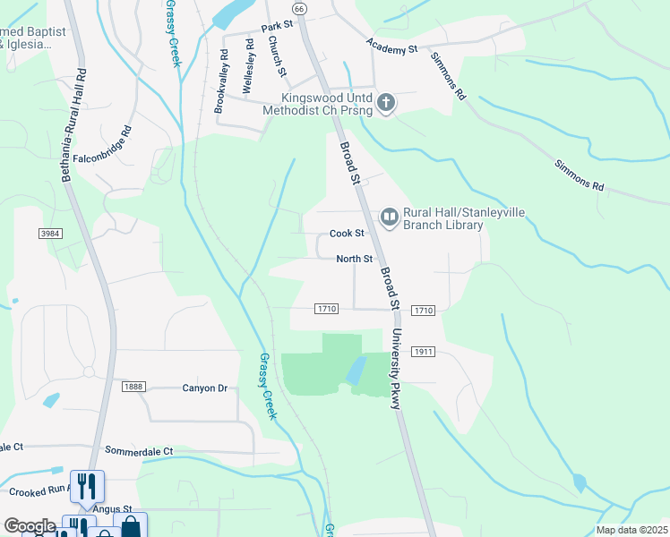 map of restaurants, bars, coffee shops, grocery stores, and more near 240 Bethania Rural Hall Rd in Rural Hall