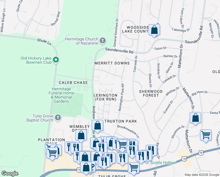 map of restaurants, bars, coffee shops, grocery stores, and more near 216 Lexington Way in Nashville