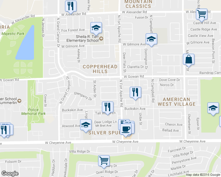 map of restaurants, bars, coffee shops, grocery stores, and more near 9321 Dancing Daffodil Avenue in Las Vegas