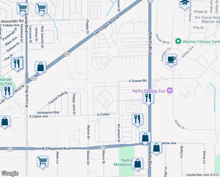 map of restaurants, bars, coffee shops, grocery stores, and more near 4835 Sphinx Way in Las Vegas