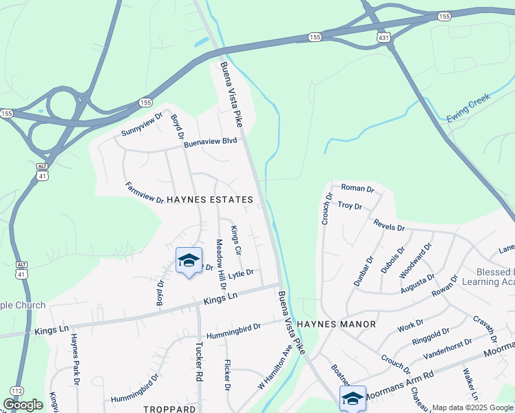map of restaurants, bars, coffee shops, grocery stores, and more near 4089 Buena Vista Pike in Nashville