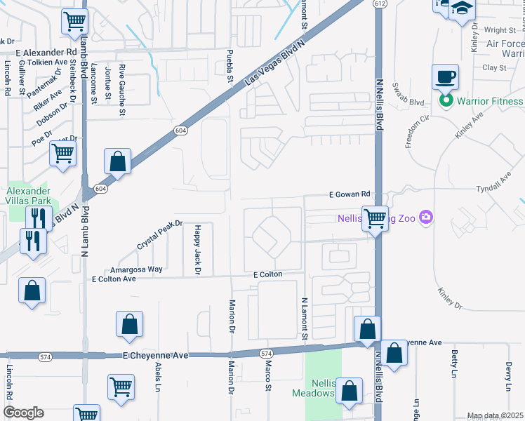 map of restaurants, bars, coffee shops, grocery stores, and more near 4765 Sphinx Way in Las Vegas