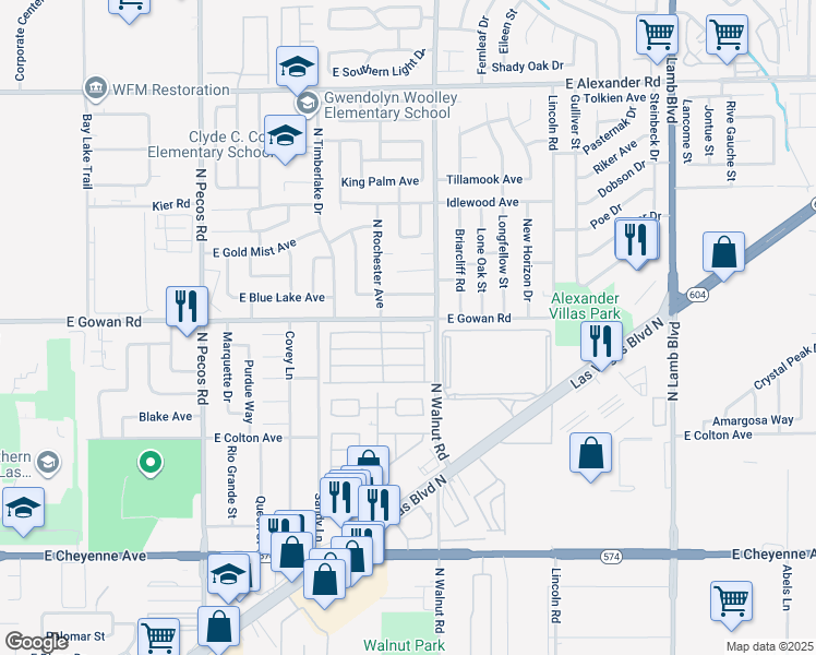 map of restaurants, bars, coffee shops, grocery stores, and more near 3844 Autzen Stadium Way in Las Vegas