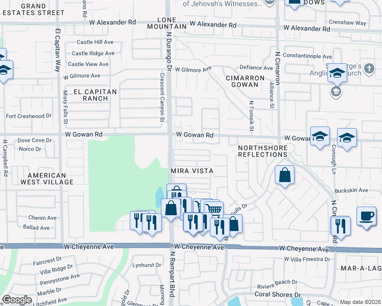 map of restaurants, bars, coffee shops, grocery stores, and more near 8425 Blazing Sun Avenue in Las Vegas