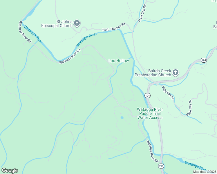 map of restaurants, bars, coffee shops, grocery stores, and more near 983 Watauga River Road in Valle Crucis