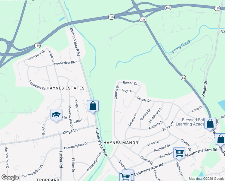 map of restaurants, bars, coffee shops, grocery stores, and more near 3942 Crouch Drive in Nashville