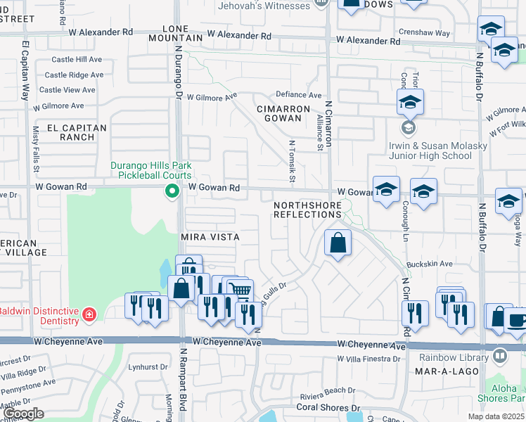 map of restaurants, bars, coffee shops, grocery stores, and more near 3540 Tuscany Village Drive in Las Vegas
