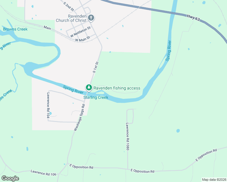 map of restaurants, bars, coffee shops, grocery stores, and more near 1070 in Ravenden