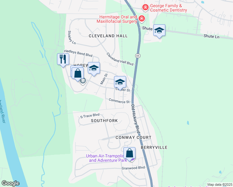 map of restaurants, bars, coffee shops, grocery stores, and more near 4106 Church Street in Nashville