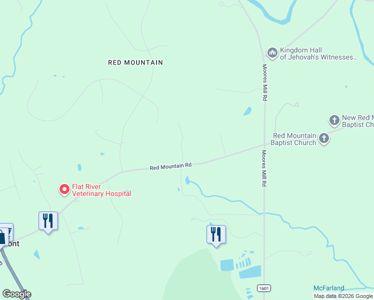 map of restaurants, bars, coffee shops, grocery stores, and more near 105 Cameron Woods Avenue in Rougemont