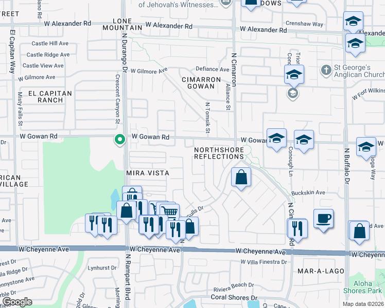 map of restaurants, bars, coffee shops, grocery stores, and more near 8220 Burgesshill Avenue in Las Vegas