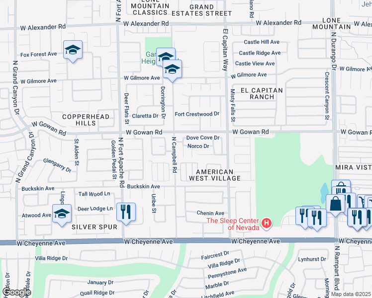 map of restaurants, bars, coffee shops, grocery stores, and more near in Las Vegas
